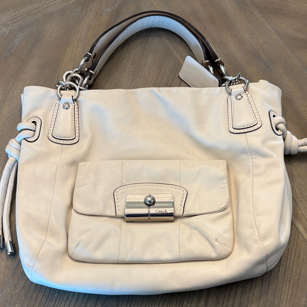 Coach Ivory Kristin Large Leather Satchel